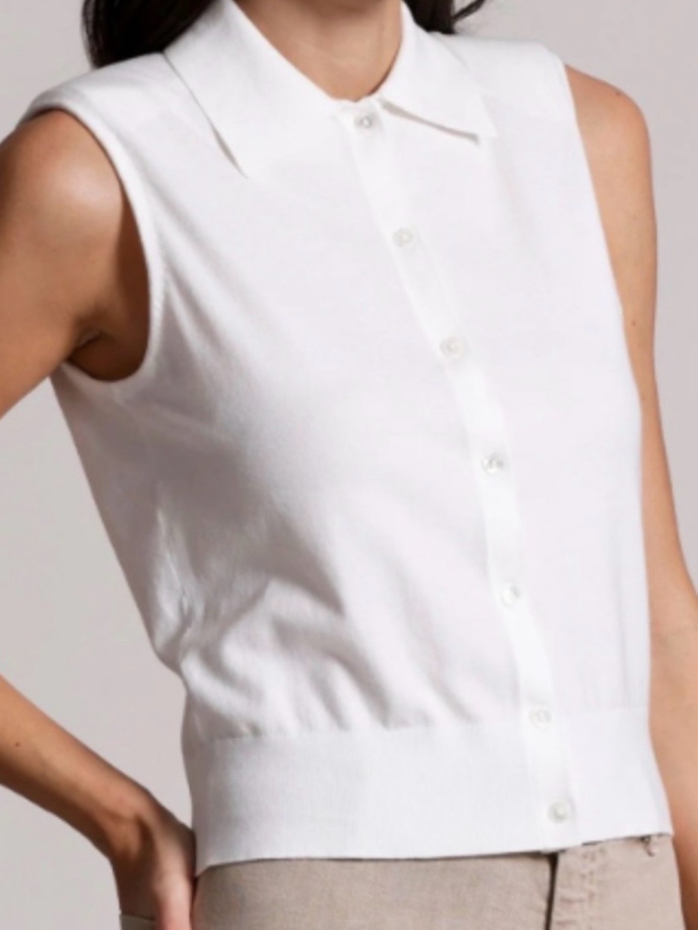 Minnie Rose Cream Button-Front Polo Knit Top - Picture 5 of 9